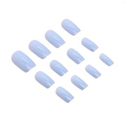 False Nails Sky Blue Square Ultra-thin Nail French Manicure Set Resin Material For Art Decoration