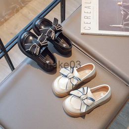 Sneakers New Girl's Loafers Ribbon Bowknot Chunky Morden Children Leather Shoe 2636 Spring Slipon Daily School Fashion Kids Flat Shoe J230818