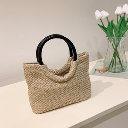 Shopping Bags Summer Straw Top Handle Bag Beach Totes Woven 2023 Design Crossbody For Women Simple Female Shoulder