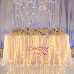 Table Skirt Nice Tulle With Led Light Poly Tablecloth Skirting For Event Party Wedding Backdrop El Christmas Decoration