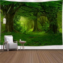 Tapestries Natural Forest Tapestry Hippie Large Beautiful Landscape Tree Waterfall Wall Hanging Bohemian Mandala Tapestries Art Wall Decor