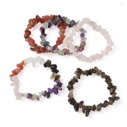 Strand 5Pcs Mixed Natural Stone Chip Beads Energy Gemstone Crystal Stretch Bracelets For Women High Quality Jewelry Gift