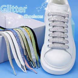 Shoe Parts Accessories Colourful Shoelaces Glitter White of Sneakers Metallic Shiny Gold Shoelace Silver Flat Laces Sports Running 230817