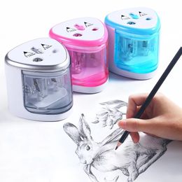 Pencil Sharpeners Electric Sharpener Two Double Holes Switch For 612mm Pencils and Colour Cute School Supplies Automatic 230818