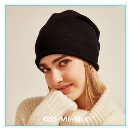 Berets KMS Autumn Winter Knitted Cashmere Hat Without Brim Curling For Girl Lady Woman 25 25CM/59G