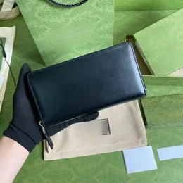 Fashion Men Women Wallet Designer Bag Genuine Leather Card Holders Black Blue Luxury Men's Zipper Wallets Lady Handbag Purse with Box