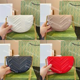 Luxury Ladies Shoulder Bag Quality Real Leather V-stitch Thread Pattern Saddle Shape Designer Messenger Bags Women Clutch Small Wallet With Box