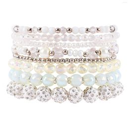 Strand Makersland 8Pcs/Set White Beads Bracelet Bohemian Style For Women Geometric Temperament Charming Gift Wholesale