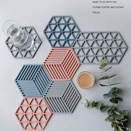 Table Runner 4PCS Hollow Set Hexagon Milk Coffee Cup Silicone Mat Heat-Insulated Non Slip Bowl Drink Placemat For Dining