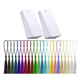 Pieces White Blank Bookmarks Cardstock With 80 Pcs Colourful Tassels For DIY Classroom Projects