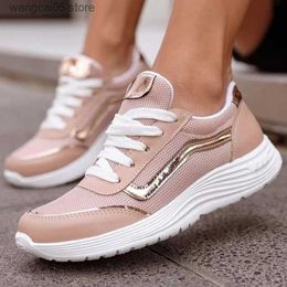Dress Shoes New Women Casual Sneakers Breathable Lace-up Flat Shoes Woman Solid Running Shoes Female Mesh Ladies Sports Shoes Plus Size T230818