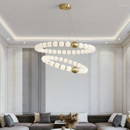 Chandeliers Round Ring Hanging Lamp Frosted Ball Ceiling Chandelier High Quality Living Room Dining Light Fixtures