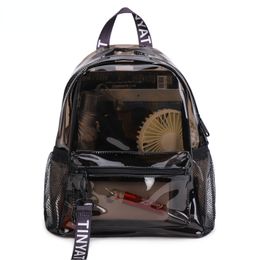 School Bags Fashion Clear PVC Women Backpack Trend Transparent Solid Travel Bag for Girls Child Mochila 230817