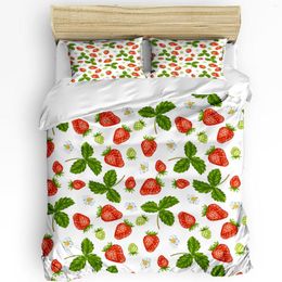 Bedding Sets Summer Fruit Strawberry Leaf Repeat 3pcs Set For Bedroom Double Bed Home Textile Duvet Cover Quilt Pillowcase