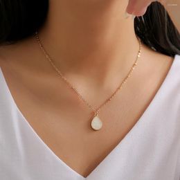 Pendant Necklaces PuRui Simple Shiny Colourful Acrylic Oil Drop Necklace Fashion Metal Chain Short Collar Choker Trend Jewellery