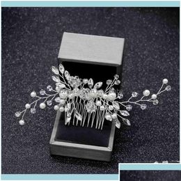 Headbands Jewelryelegant Combs For Bride Crystal Rhinestones Pearls Women Pins Bridal Headpiece Hair Jewellery Aessories Drop Delivery H Dhqr3