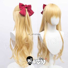 Synthetic Wigs Sailor Venus cosplay wigHSIU Golden Long hair Fiber synthetic wig +Free hair accessories+wig cap HKD230818
