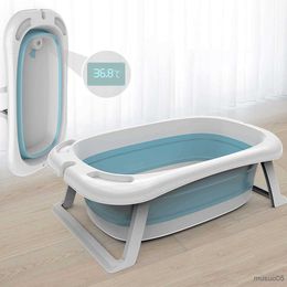 Bathing Tubs Seats Folding Baby Shower Bathtub Portable Shower Basin Cushion Pad Smart Thermometer Safety Collapsible Pet Bath Tubs R230818