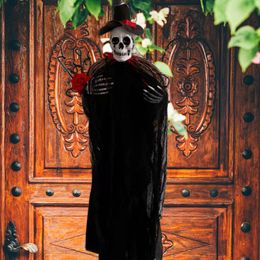 Other Event Party Supplies Halloween 90cm Hanging Skull Black White Rattan Wreath Haunted House Props Horror Party Halloween Decoration Home Outdoor 2024 230817