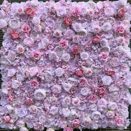 Decorative Flowers 3D Artificial Flower Wall Panels Background Wedding With Pink Roses And Big Peonies Holiday Party Decorations AGY665