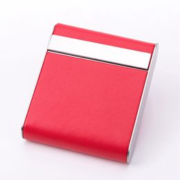 Colourful PU Leather Stainless Steel Smoking Cigarette Cases Portable Pocket Storage Box Exclusive Housing Magnet Opening Flip Cover Moistureproof Stash Case