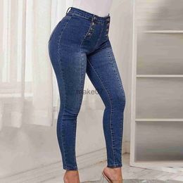 Women's Jeans Cargo Pants Women Jeans High Waist Double Breasted Button Slim Fit Skinny Jeans Denim Streetwear Retro Trousers Pantalones J230818