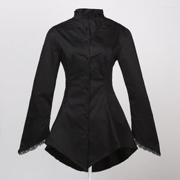 Women's Jackets Long Design Gothic Clothing Women Jacket Black With Lace Steampunk Goth Vampire Style Drop Wholesale For Party Club