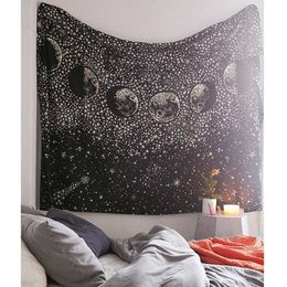 Tapestries Moon Tapestry Wall Hanging Galaxy Night Sky Hippie Tapestries Boho Wall Cloth Carpet Yoga Beach Blanket Home Decor