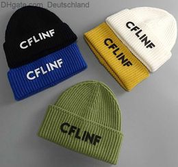 Beanie/Skull Caps Women's Knitted Hat Fashion Letter Big Head Circumference Confinement Beanie Hat Korean Style Men's and Women's Warm Wool Hat Z230818