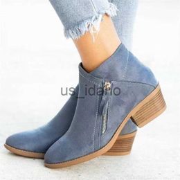 Boots Women Booties Suede Boots Women Fashion Size 43 Platform Boots Side Zipper Heeled Ankle Boots Classic Retro Brown Women's Shoes J230818