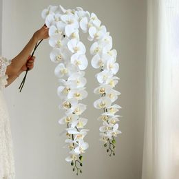Decorative Flowers Extra Large Real Touch Orchid Branch White Artificial For Wedding Home Decoration Flores Artificiales Wreath