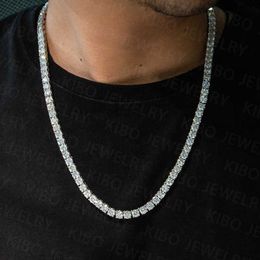 5mm Moissanite Iced Out Tennis Necklace Wholesale 925 Sterling Silver Vvs Necklace Tennis Chain