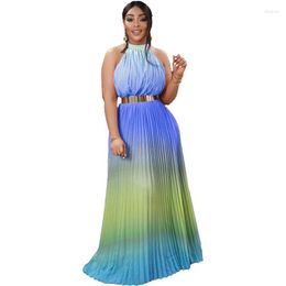 Casual Dresses Tie Dye Print Long Dress Women Party Night High Waist Dance Without Belt Birthday Y2k Dashiki African Summer Vestidos