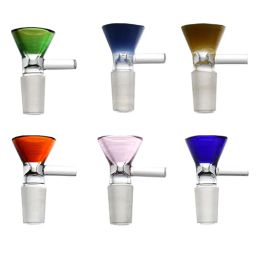 Glass Bowls Smoking Accessories Colored Round Rod Handle Filter Bowl Joints For Bong Hookah Water Pipe 6 Colors LL