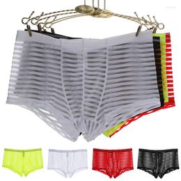 Underpants Underwear Pants Mens Ultra-thin Transparent Male Mid-rise Mesh Slips Panties Boxer Shorts