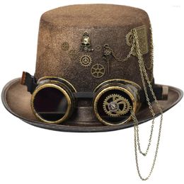 Party Supplies Brown Gears & Chains Rock Gothic Punk Hat And Glasses Set Vintage Halloween Accessories Anime Cosplay Props Carnival Headwear