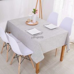 Table Cloth Thick cotton and linen tablecloth solid Colour light blue dustproof wedding banquet rectangular cover minimalist style HKD230818