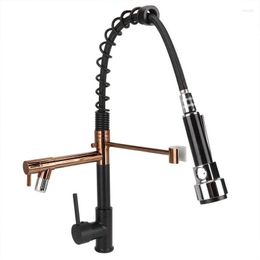 Bathroom Sink Faucets G1/2 Faucet 360 Degree Rotating Cold Mixer Tap With Black Sprayer LED Light For Kitchen