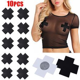 Breast Pad 10Pairs Sexy Cross Nipple Cover Self-Adhesive Disposable Breast Pasties Stickers Nipples Patch Chest Paste Accessories 230818