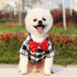 Dog Apparel Plaid Shirt Suit Wedding Dress Teddy Bichon Small Medium-sized Pet Clothes Cat Spring Summer T Shirts Ropade Perro