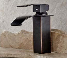 Bathroom Sink Faucets Fashion High Quality Brass ORB Finished Waterfall Faucet Single Lever And Cold Basin Tap