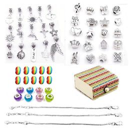 Charm Bracelets Trending Products Colour Children's Bracelet Suit Handmade DIY Exquisite Crystal Big Hole Beading Gift Box