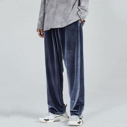 Men's Pants Spring Wide-leg Velour Fashion Casual Korean Streetwear Loose Hip-hop Straight Velvet Trousers Plus Size M-7XL