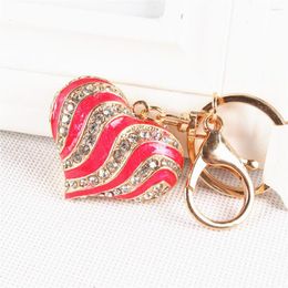 Keychains Love Heart Red Wave Fashion Cute Crystal Charm Pendant Purse HandBag Key Ring Chain Favourite Delicate Gift Women