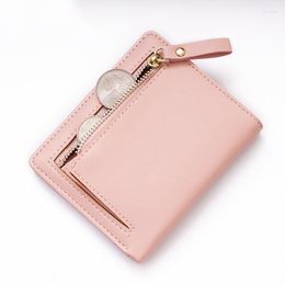 Wallets Ladies Card Holder Small Thin Women Zipper Coin Purses Black Blue Soft Leather Slim Purse Female Wallet Mini Short Bags