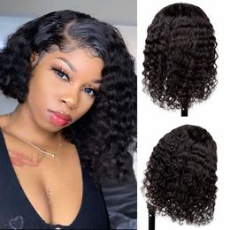 Short curly wig, black split, small curly synthetic fiber rose mesh headband 230818