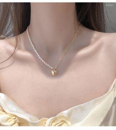 Pendants Real 925 Sterling Silver Asymmetry Natural Pearl Necklace Fashion Love Heart Pendant Necklaces For Women Jewelry Collar