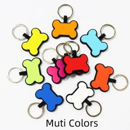 Creative Silicone Dog Tag Cat Tag Bone Shaped Pet Property Tag Silicone Keyring Silicone Pet Tag DIY Cat And Dog ID Card Multicolor Keychain