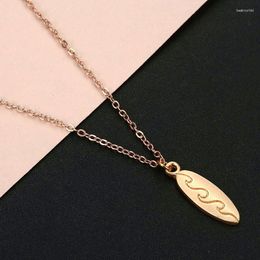 Pendant Necklaces Men'S Surfboard Necklace Wave Oval Punk Hip-Hop Trendy Cool Bone Chain Summer Beach Jewellery Holiday Gift Set Of 2