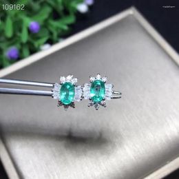 Stud Earrings Exquisite Elegant Green Emerald Gemstone Earring Women Silver Jewellery Real Natural Gem Birthday Party Banquet Gift